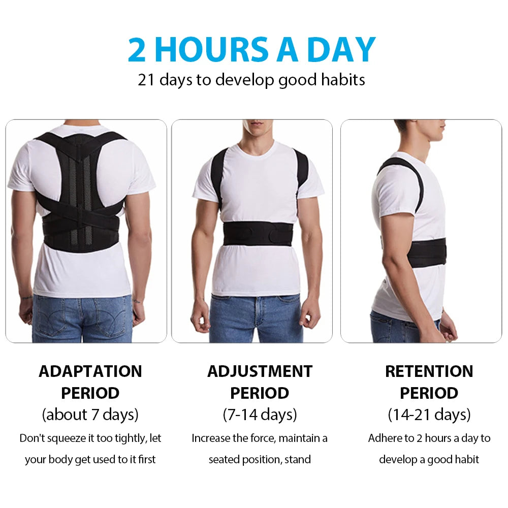 Adjustable Posture Corrector Back Brace for Men & Women – Upper Back & Shoulder Support Belt