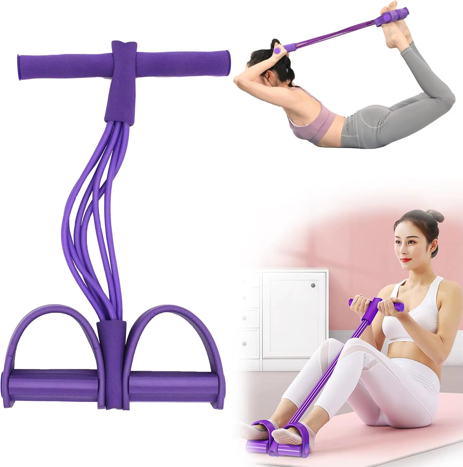 Full-Body Resistance Band Trainer – 6-Tube Adjustable Workout System