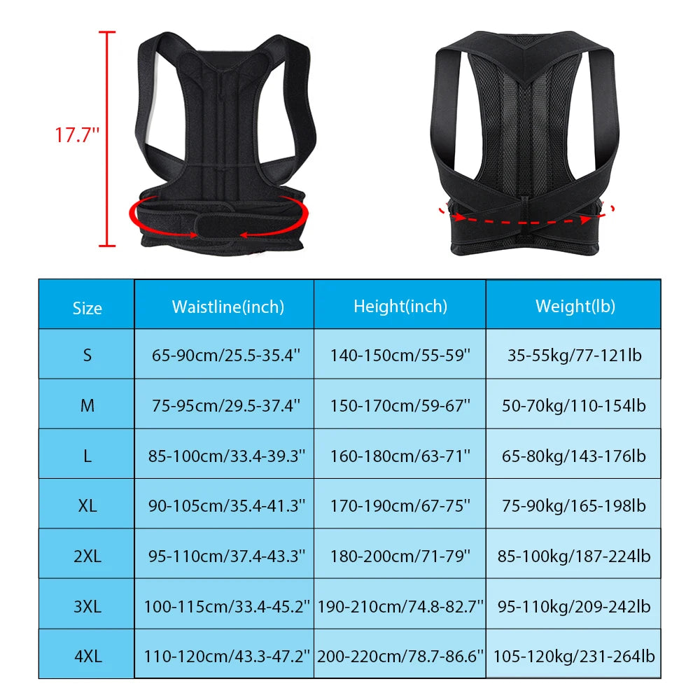 Adjustable Posture Corrector Back Brace for Men & Women – Upper Back & Shoulder Support Belt