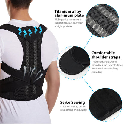 Adjustable Posture Corrector Back Brace for Men & Women – Upper Back & Shoulder Support Belt