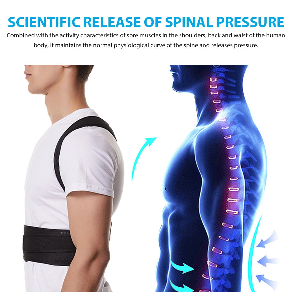 Adjustable Posture Corrector Back Brace for Men & Women – Upper Back & Shoulder Support Belt