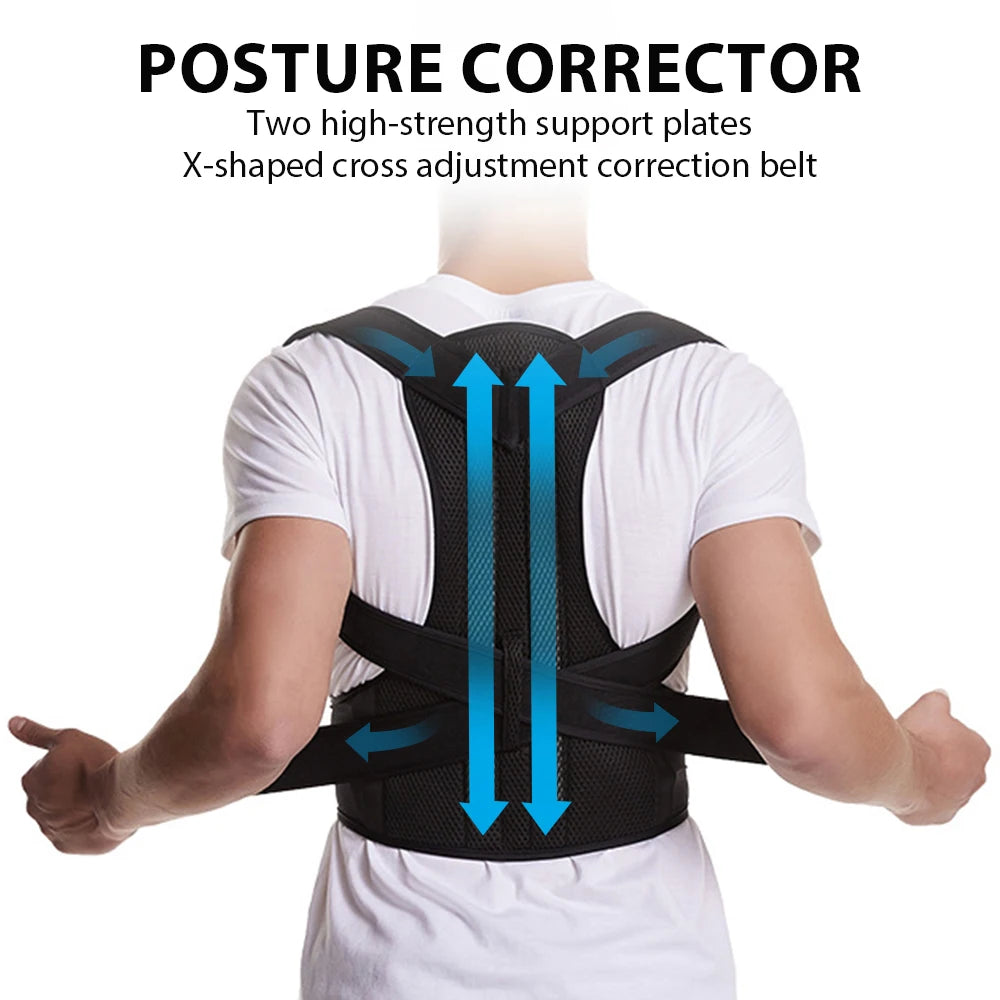 Adjustable Posture Corrector Back Brace for Men & Women – Upper Back & Shoulder Support Belt